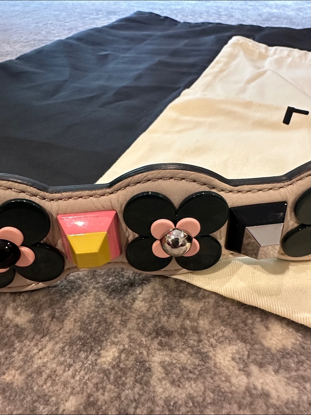 FENDI PURSE STRAP WITH GORGEOUS FLOWERS STUDS - Picture 11 of 12